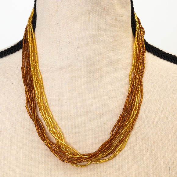 Boho metallic beaded strands Andrew Stone Himalayan Gems set of 8 layered look - Picture 3 of 16